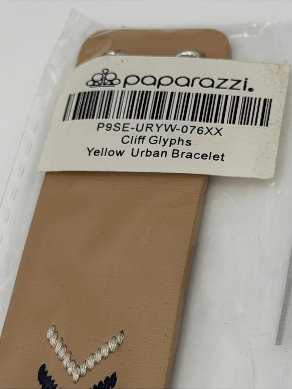 NWT Paparazzi Cliff Glyphs Yellow Urban Bracelet Snap Wrist Cuff Tribal Boho